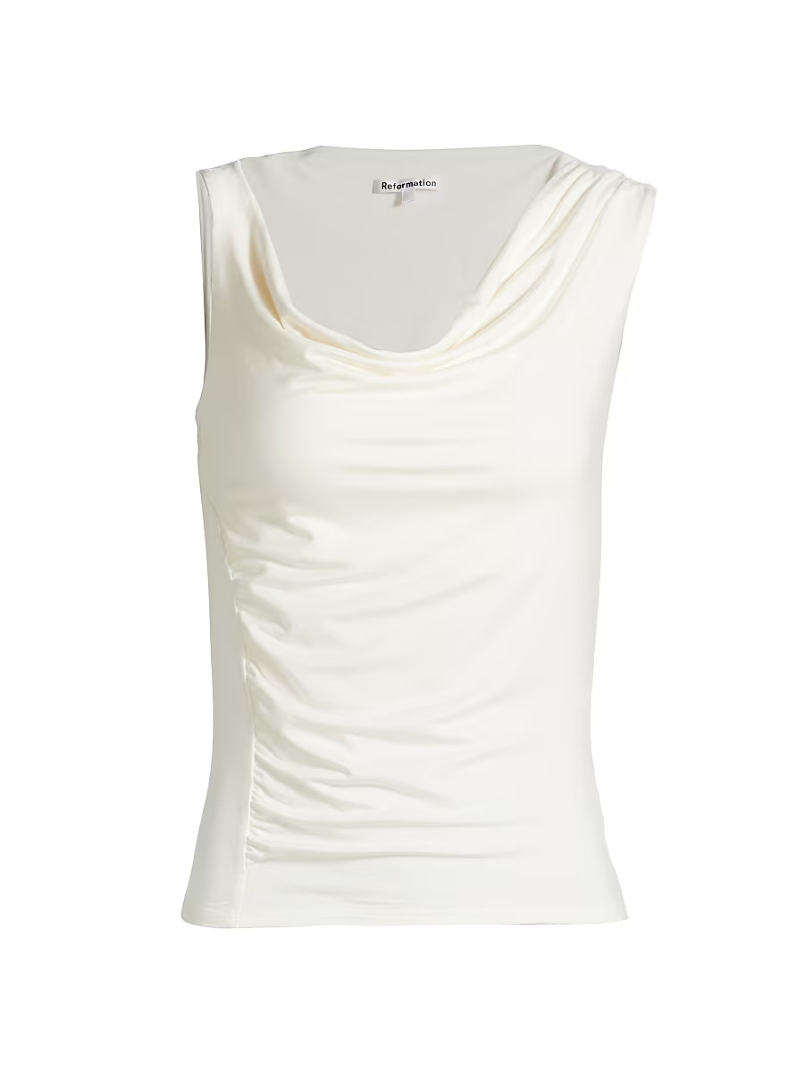 Women's Darla Ruched Knit Sleeveless Top - Fior Di Latte - Size Medium | Saks Fifth Avenue