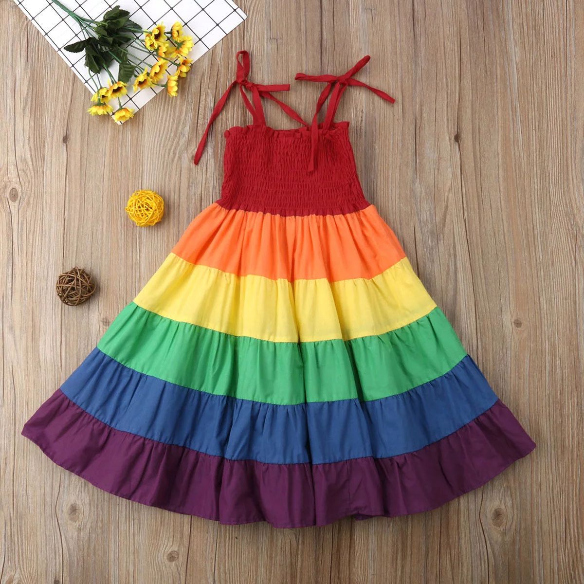 Summer Toddler Baby Girls Clothes Strap Princess Party Dress Rainbow Sundress | Walmart (US)