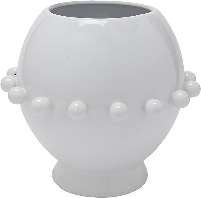 Creative Co-Op Stoneware Planter with Raised Dots, White Vases, 12" L x 12" W x 11" H | Amazon (US)