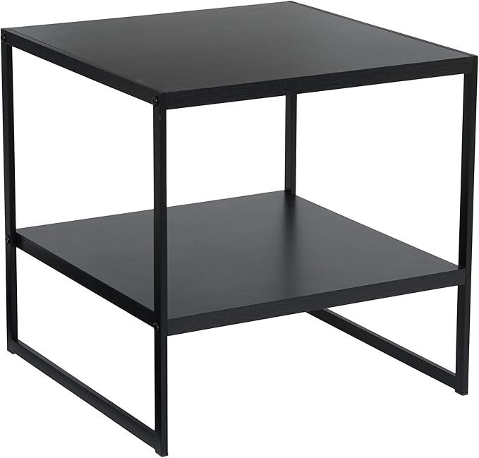 Household Essentials Square 2-Tier Black End Table, | Amazon (US)