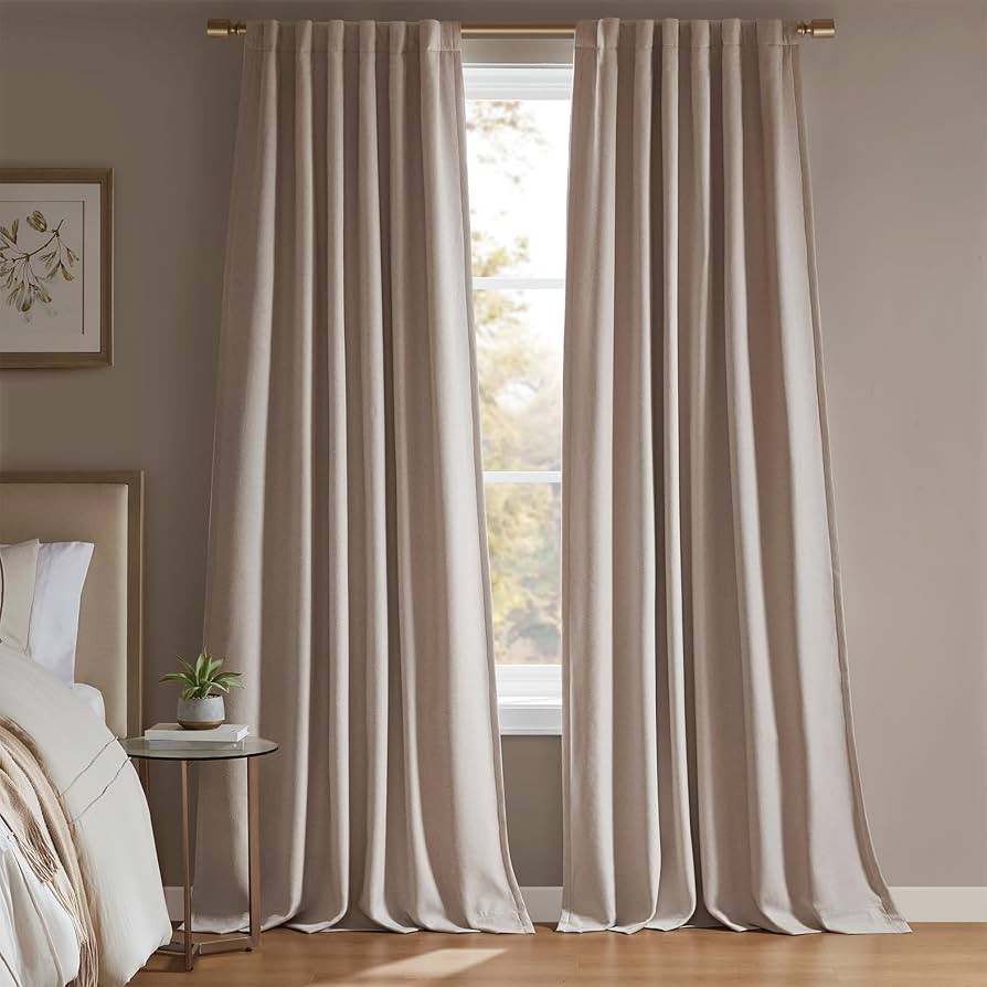 Madison Park Karien 100% Blackout Curtains 52x95 \u2013 Linen, 2-Layer Noise Blocking & Energy Sm... | Amazon (US)