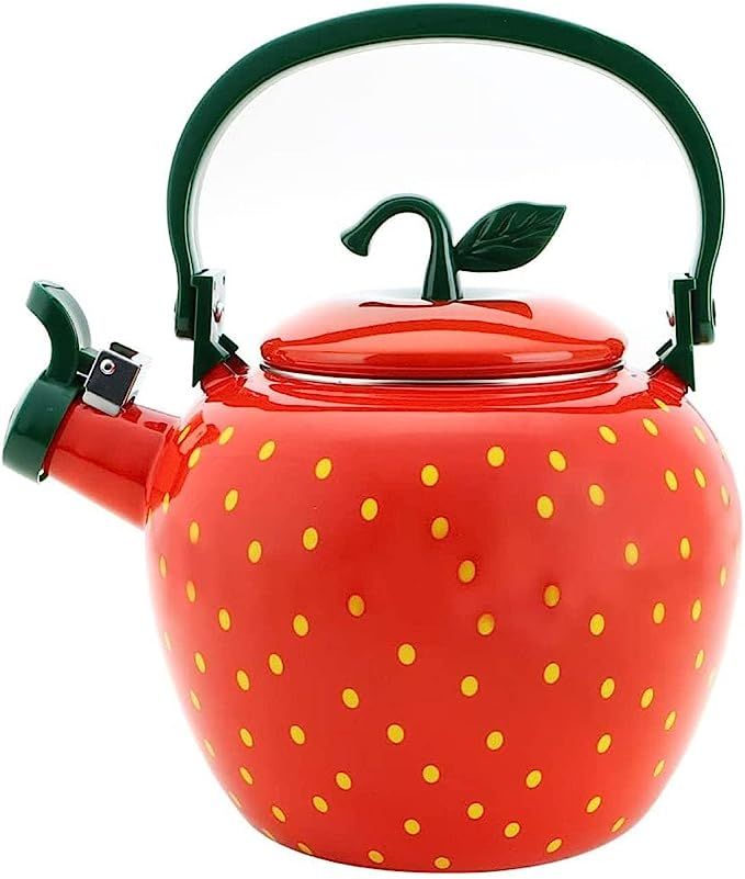 Whistling Tea Kettle for Stove Top Enamel on Steel Teakettle, Supreme Housewares Strawberry Fruit... | Amazon (US)