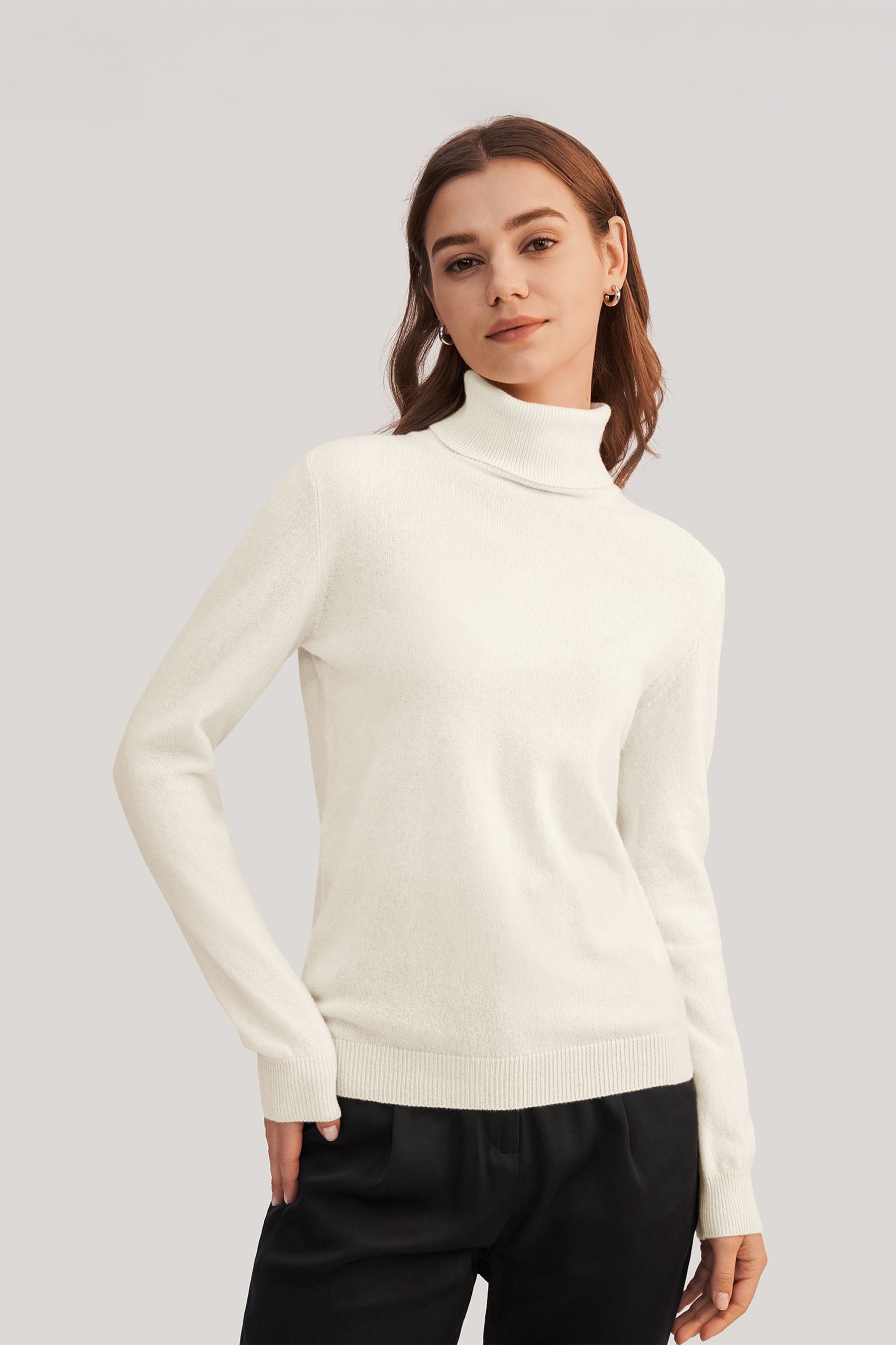 Pure Cashmere Turtleneck Sweater | LILYSILK
