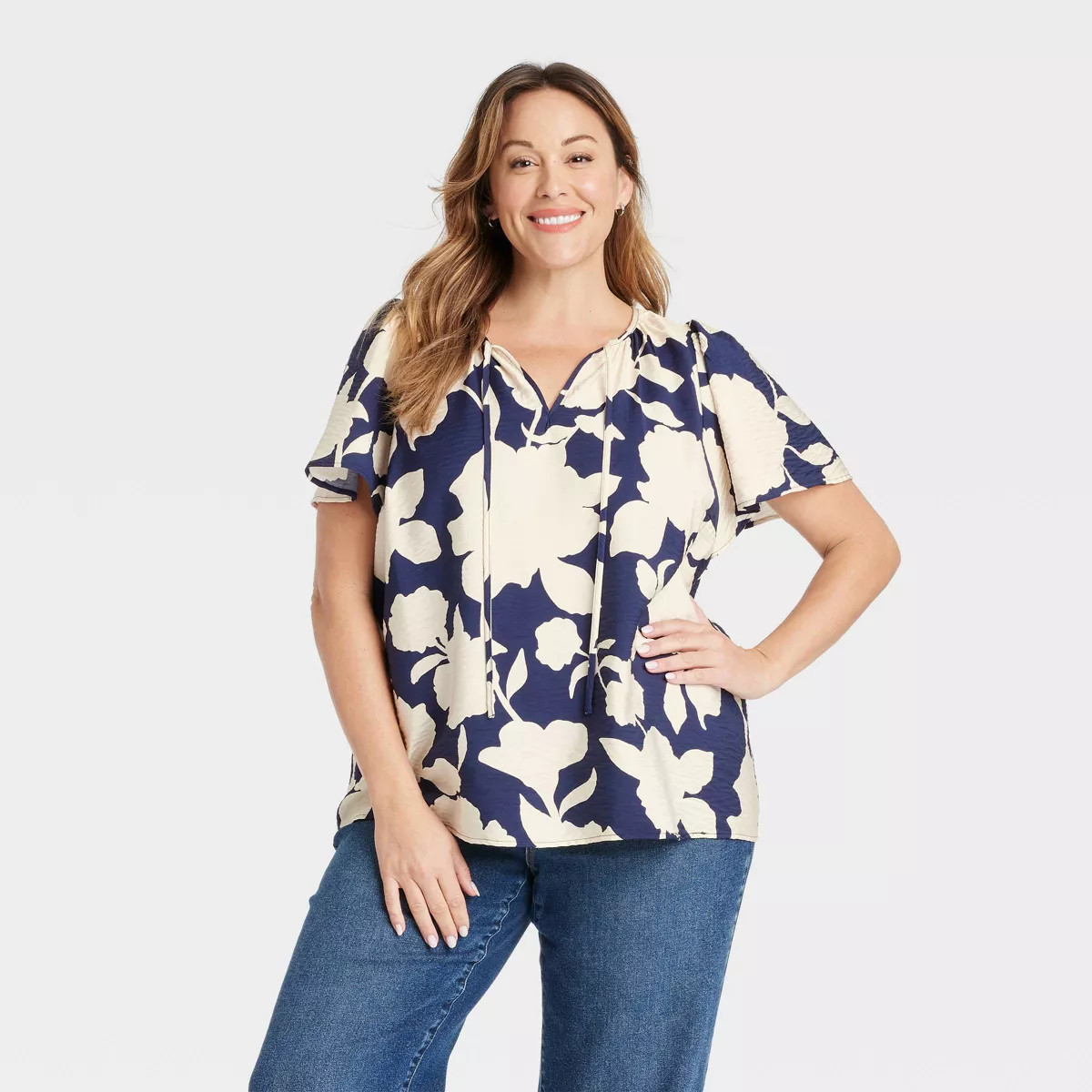 Women's Flutter Short Sleeve Blouse - Ava & Viv™ | Target