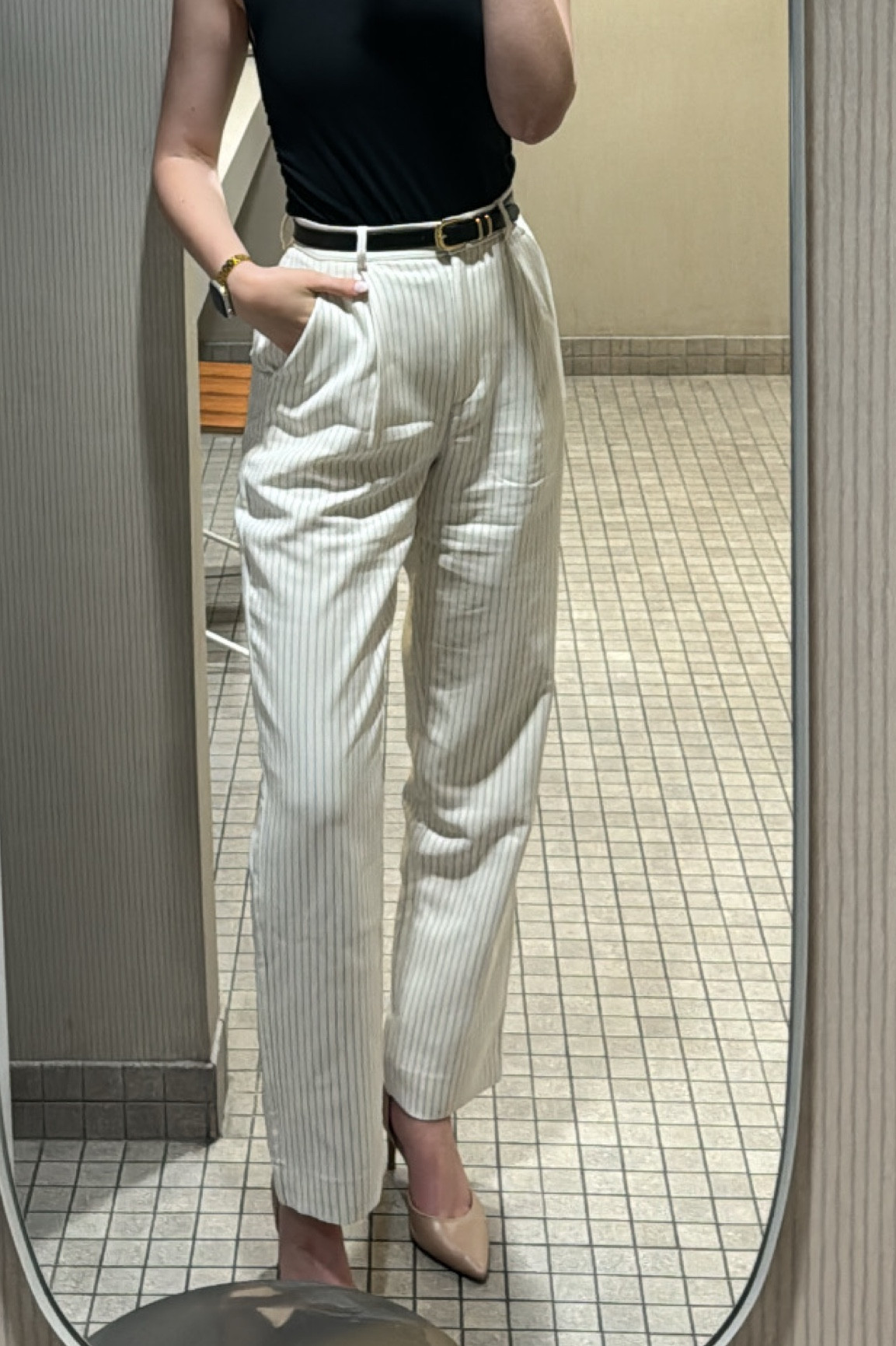Cute pinstripe pants for work! #LTKabercrombie #LTKWork #LTKoutfits 