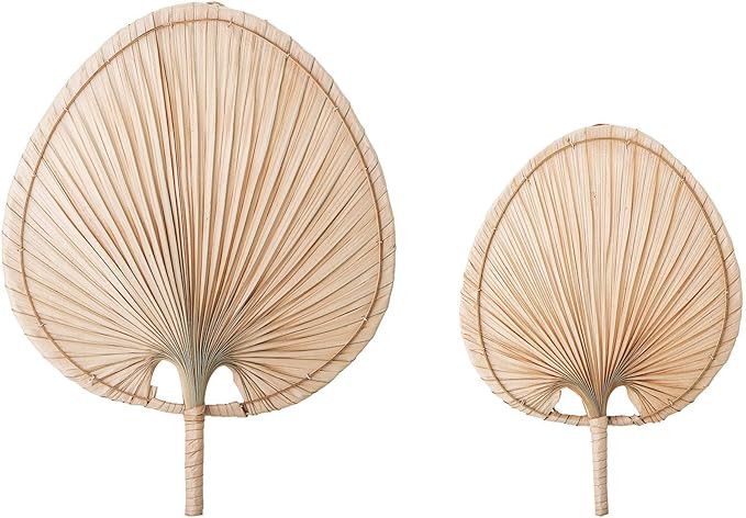 Bloomingville Decorative 12.5" & 16" Natural Palm Leaf (Set of 2 Sizes) Fan, Beige | Amazon (US)
