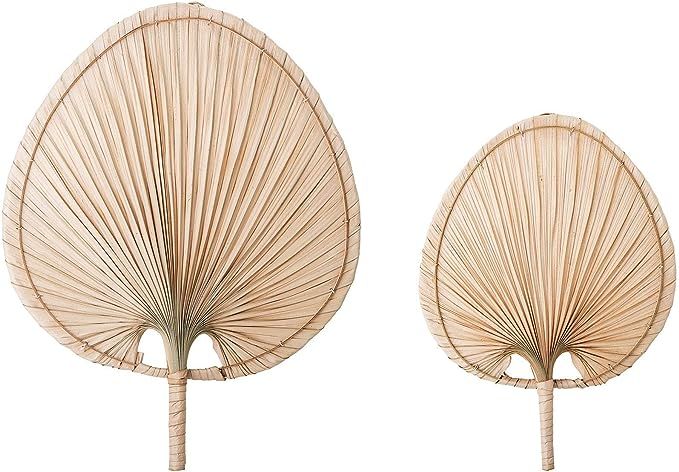 Bloomingville Decorative 12.5" & 16" Natural Palm Leaf (Set of 2 Sizes) Fan, Beige | Amazon (US)