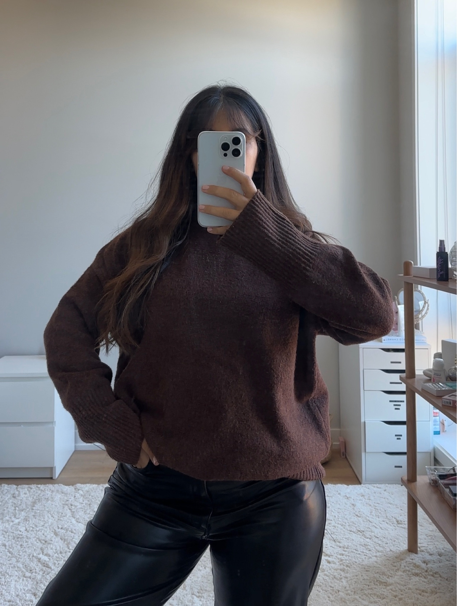 Sweater is size L for an oversized look and pants are 28w short (i am 5'1")

#LTKfindsunder50 #LTKSeasonal