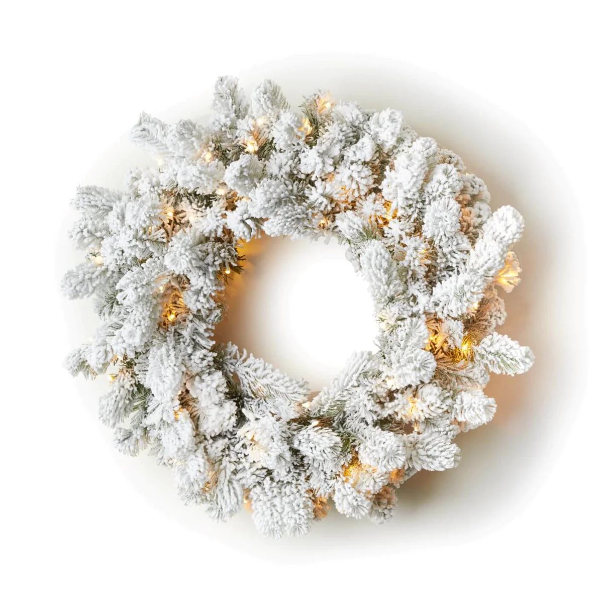 24" King Flock® Wreath with Warm White LED Lights (Battery Operated) | King of Christmas