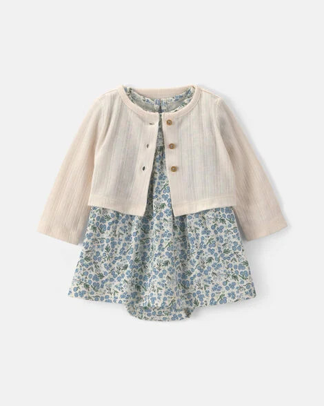 Baby Girl 2-Piece Floral Cardigan Dress Set - Blue | Carter's | Carter's Inc