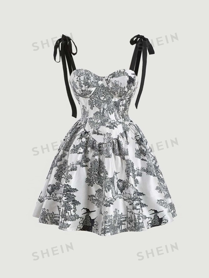 SHEIN MOD Floral Print Tie Shoulder Cami Dress | SHEIN