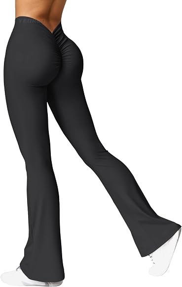 YEOREO Damen Flared Leggings V Back Taille Scrunch Workout Leggings High Waisted Butt Lifting Nah... | Amazon (DE)
