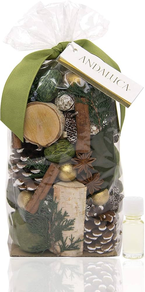 ANDALUCA Evergreen Pine Scented Potpourri | Made in California | 20 oz Bag + Fragrance Vial | Amazon (US)