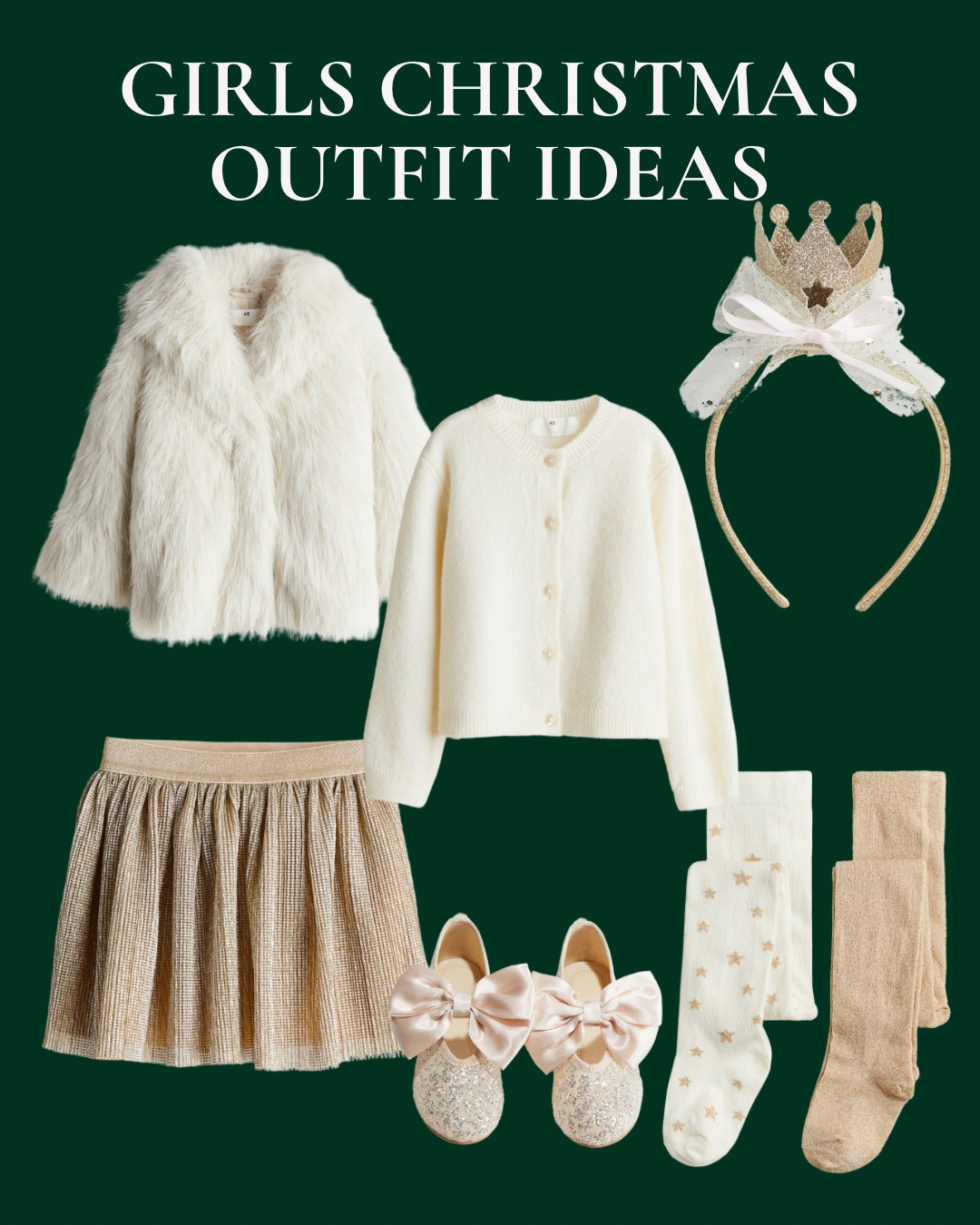 Beautiful festive outfits for little girls aged 2-10
.
Faux fur coat - fluffy coat - glittery skirt / Christmas tiara - party shoes - h and m - H&M kids - white and gold girls Christmas clothes 

#LTKShoeCrush #LTKKids #LTKHoliday