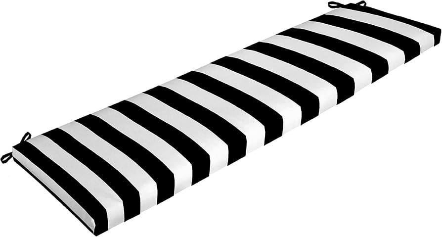 Arden Outdoor Bench Cushion, 46 x 17, Rain-Proof, Fade Resistant 17 x 46, Black Cabana Stripe | Amazon (US)