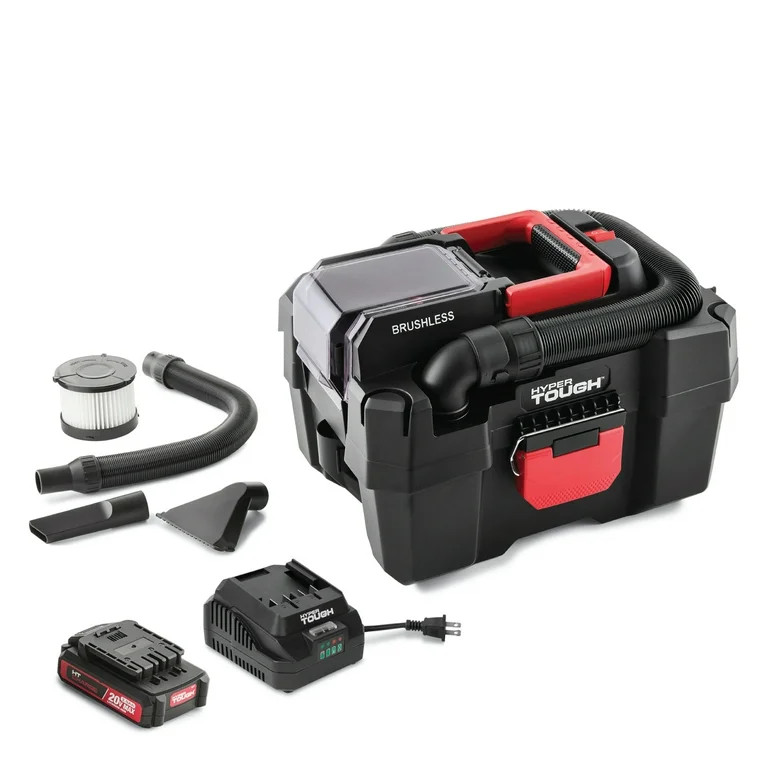 Hyper Tough 20V Max Brushless 1.5 Gallon Wet Dry Vacuum with Lithium-Ion Battery and Charger | Walmart (US)