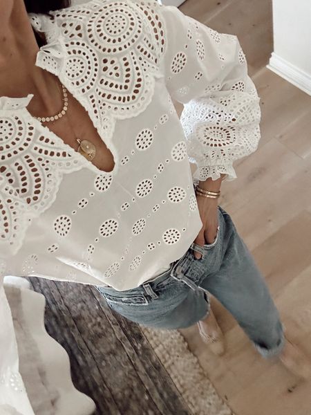 Prettiest eyelet top for spring which also comes in black 
Runs tts 
20% off through 2/14 

#LTKover40
