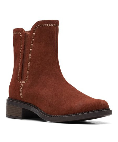 Clarks Dark Tan Maye Zip Suede Boot - Women | Zulily