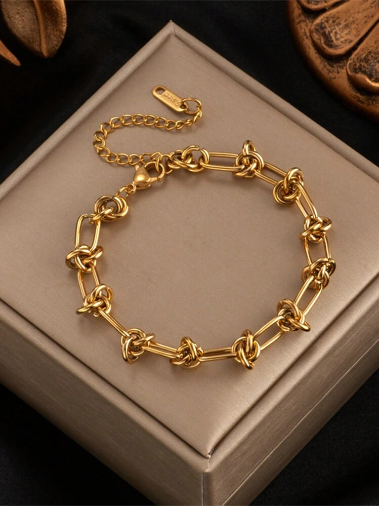 1pc Stainless Steel Knot Design Hip-Hop Style Bracelet, Suitable For Daily Wear | SHEIN