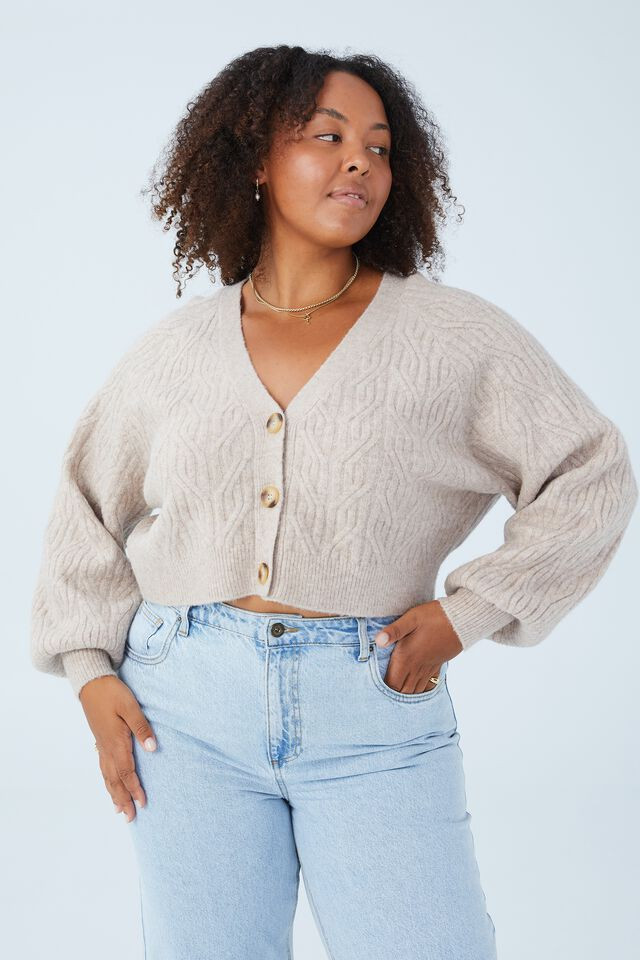 Curve Boucle Crop Cable Knit Cardigan | Cotton On (ANZ)