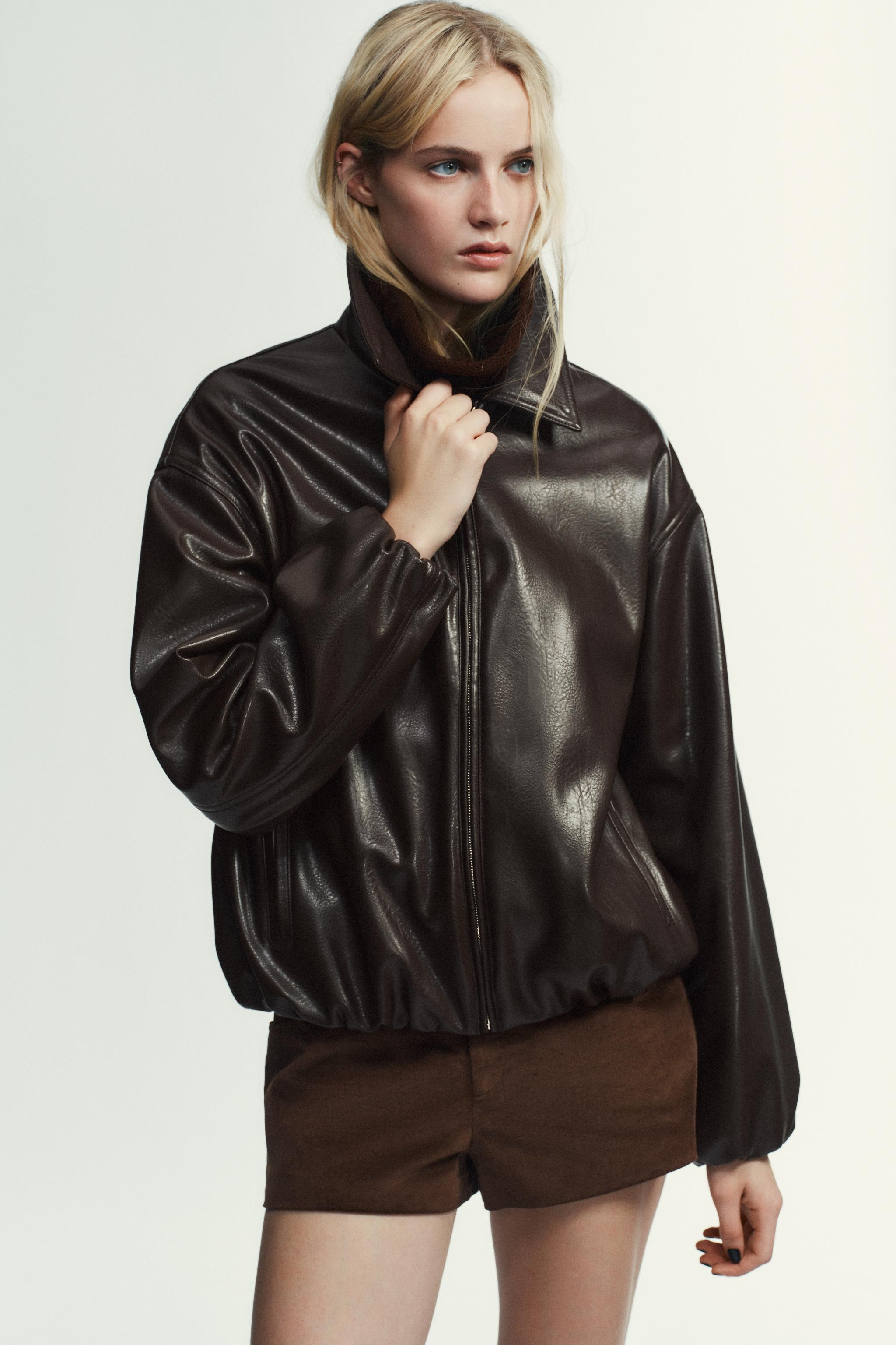 FAUX LEATHER BOMBER JACKET | Zara UK
