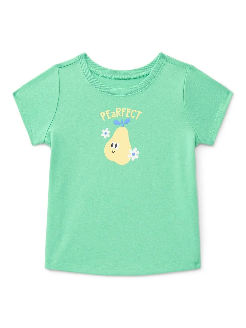 Wonder Nation Baby Girls Crewneck Tee with Short Sleeves, Sizes 0/3M-24M | Walmart (US)