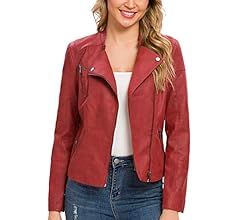 Fahsyee Women's Faux Leather Jackets, Zip Up Motorcycle Short PU Moto Biker Outwear Fitted Slim C... | Amazon (US)