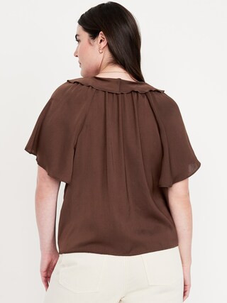 Satin Ruffle Tie-Front Top | Old Navy (US)