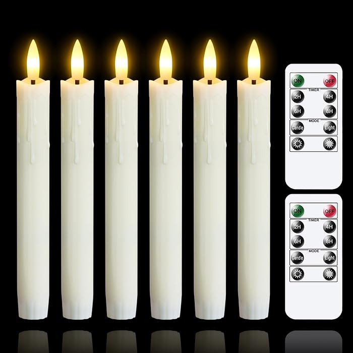 Flameless Flickering Taper Candles Two Remote, 7.5 Inch Ivory Battery Operated LED Window Candles... | Amazon (CA)