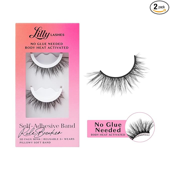 Lilly Lashes 3D Self Adhesive Eyelashes, No Lash Glue Needed, Body Heat Activated Press on Lashes... | Amazon (US)
