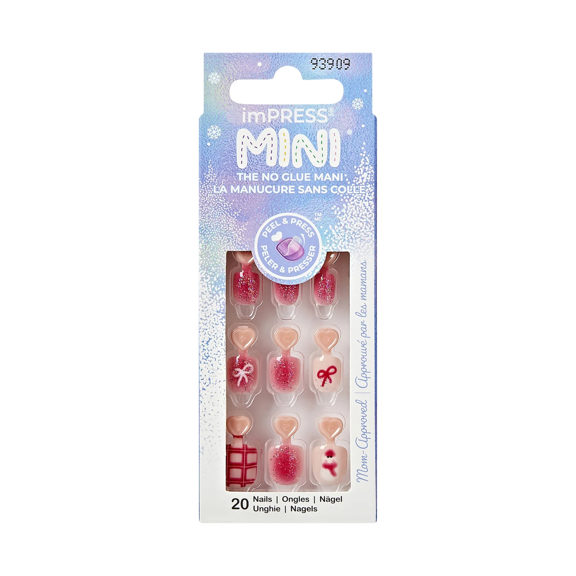 KISS imPRESS  Holiday Press on Nails, Oh So Cute, Pink, Kids Squoval, 20 Count | Walmart (US)