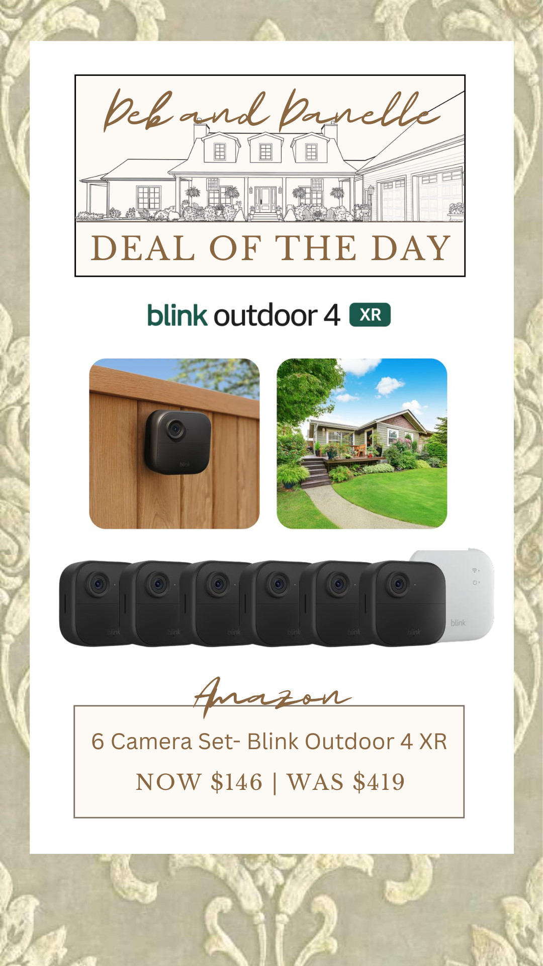 We love our Blink outdoor security system. There are no added monthly fees! There is currently a great deal on a six camera system on Amazon.  

 #LTKHome #LTKSaleAlert