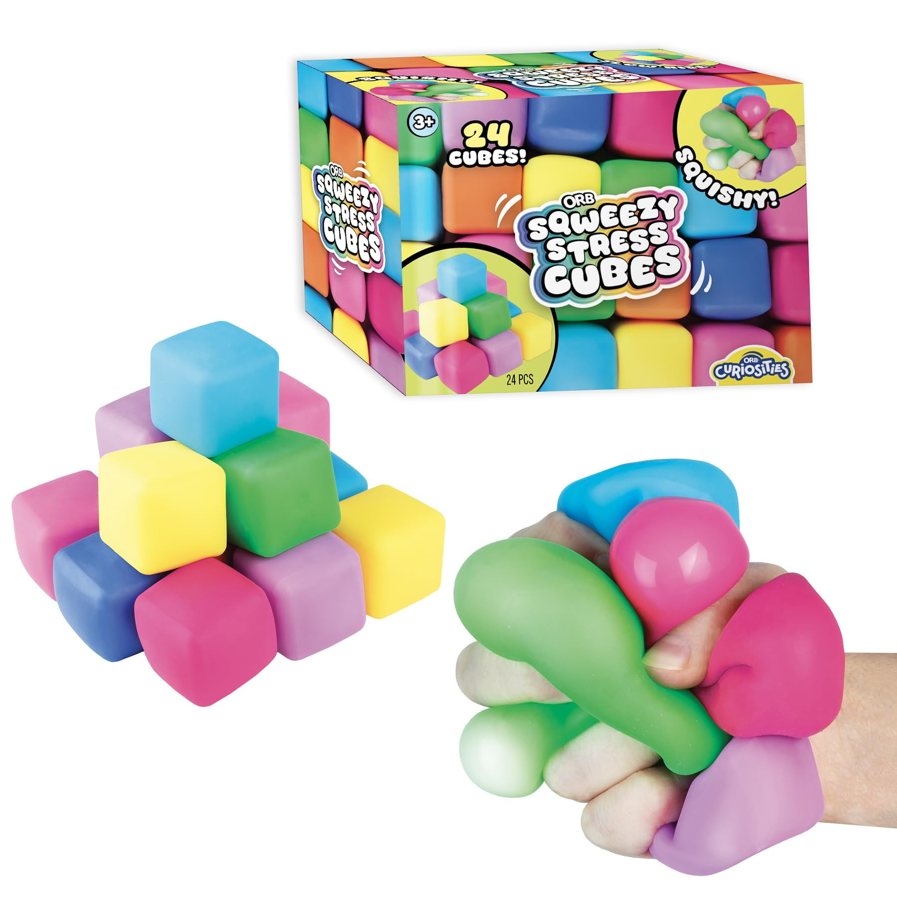 ORB 24 Pack Slow Rising Squishy Stress Cubes - Easy Sqweezy Squishy Cubes - Soft Dough Stress Bal... | Amazon (US)