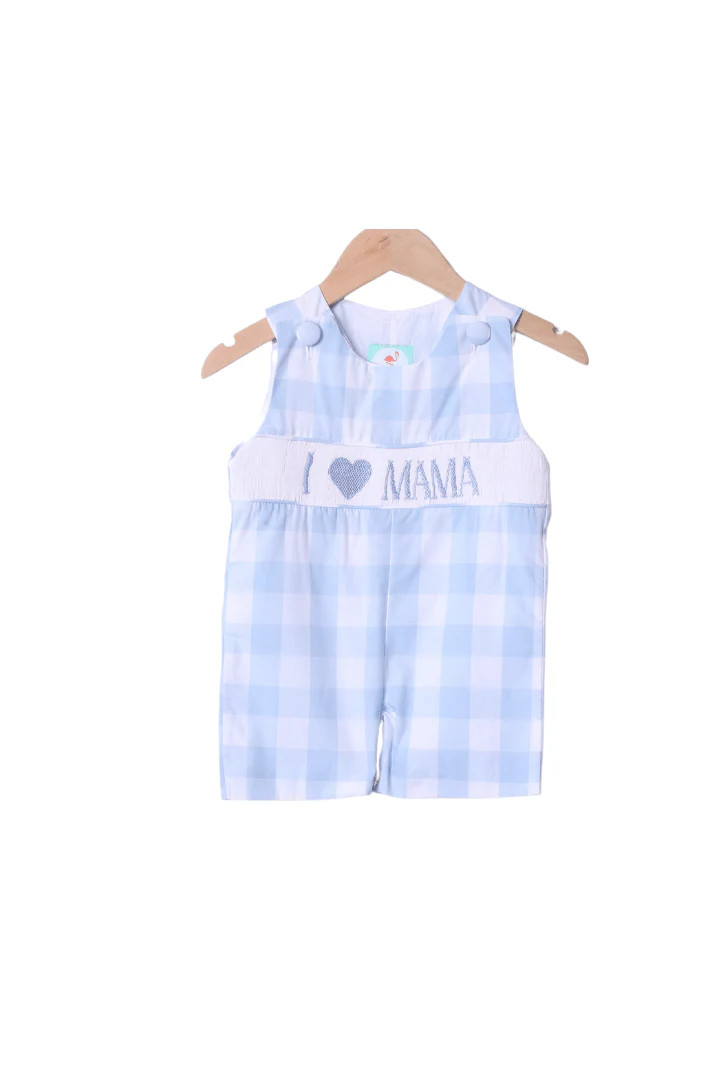 Smocked I Love Mama Blue Buffalo Jon Jon | The Smocked Flamingo