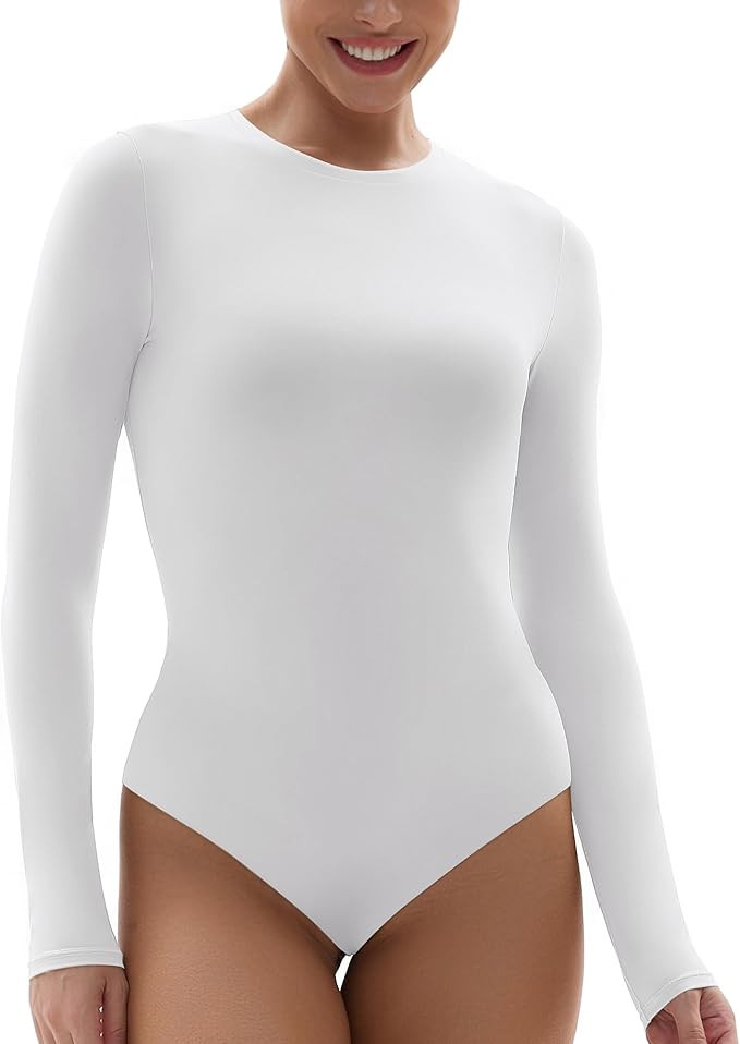 SHAPERX Body-Hugging Bodysuit for Women Long Sleeve/Short Sleeve High Stretch Leotard Top Thong C... | Amazon (UK)