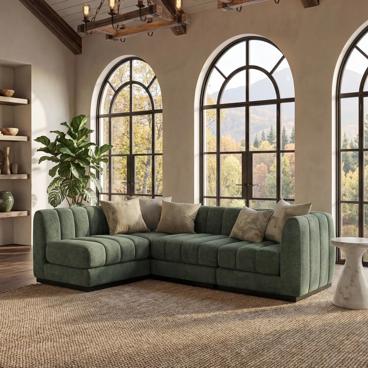 Myrhn Chenille L-Shaped Sleeper Sectional | Wayfair North America