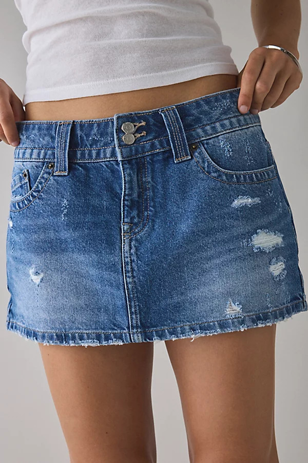 BDG Game Day Low-Rise Denim Micro Mini Skirt in Indigo, Women's at Urban Outfitters | Urban Outfitters (US and RoW)