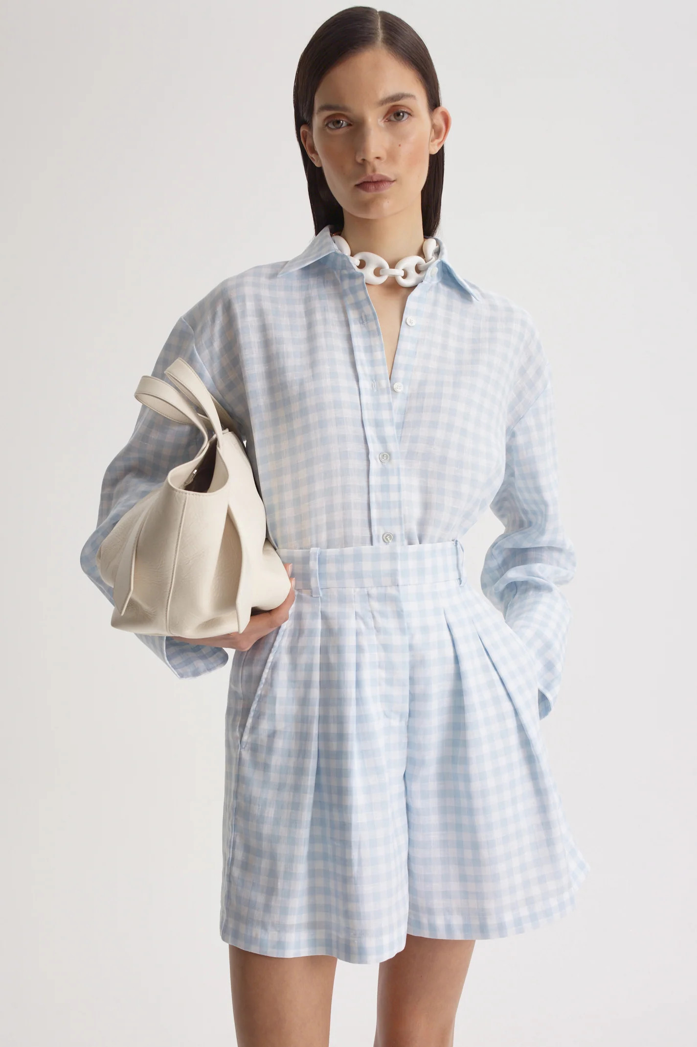 GINGHAM SHORT - BLUE.WHITE - Scanlan Theodore | Scanlan Theodore