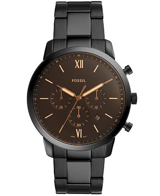 Fossil Mens Neutra Chrono black stainless steel bracelet - Macy's | Macy's