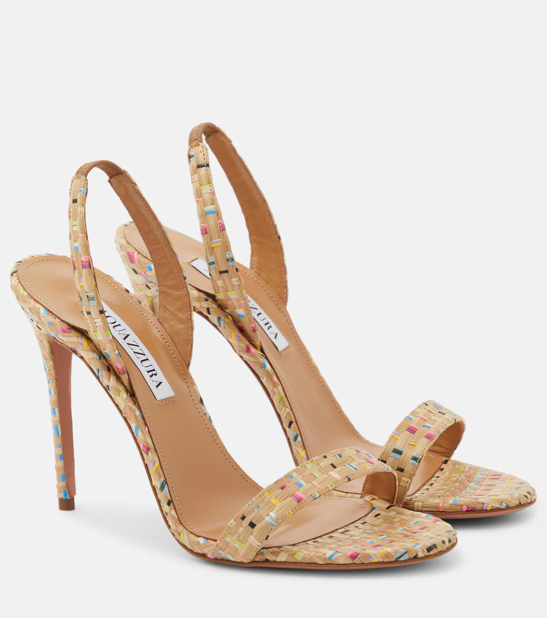 AquazzuraSo Nude 105 raffia slingback sandals | Mytheresa (US/CA)