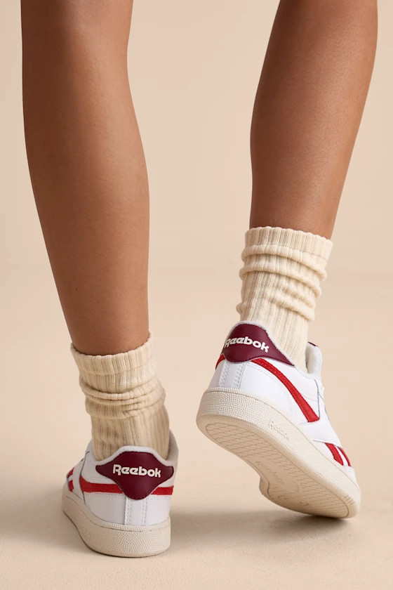 Club C Revenge White and Energy Red Leather Sneakers | Lulus