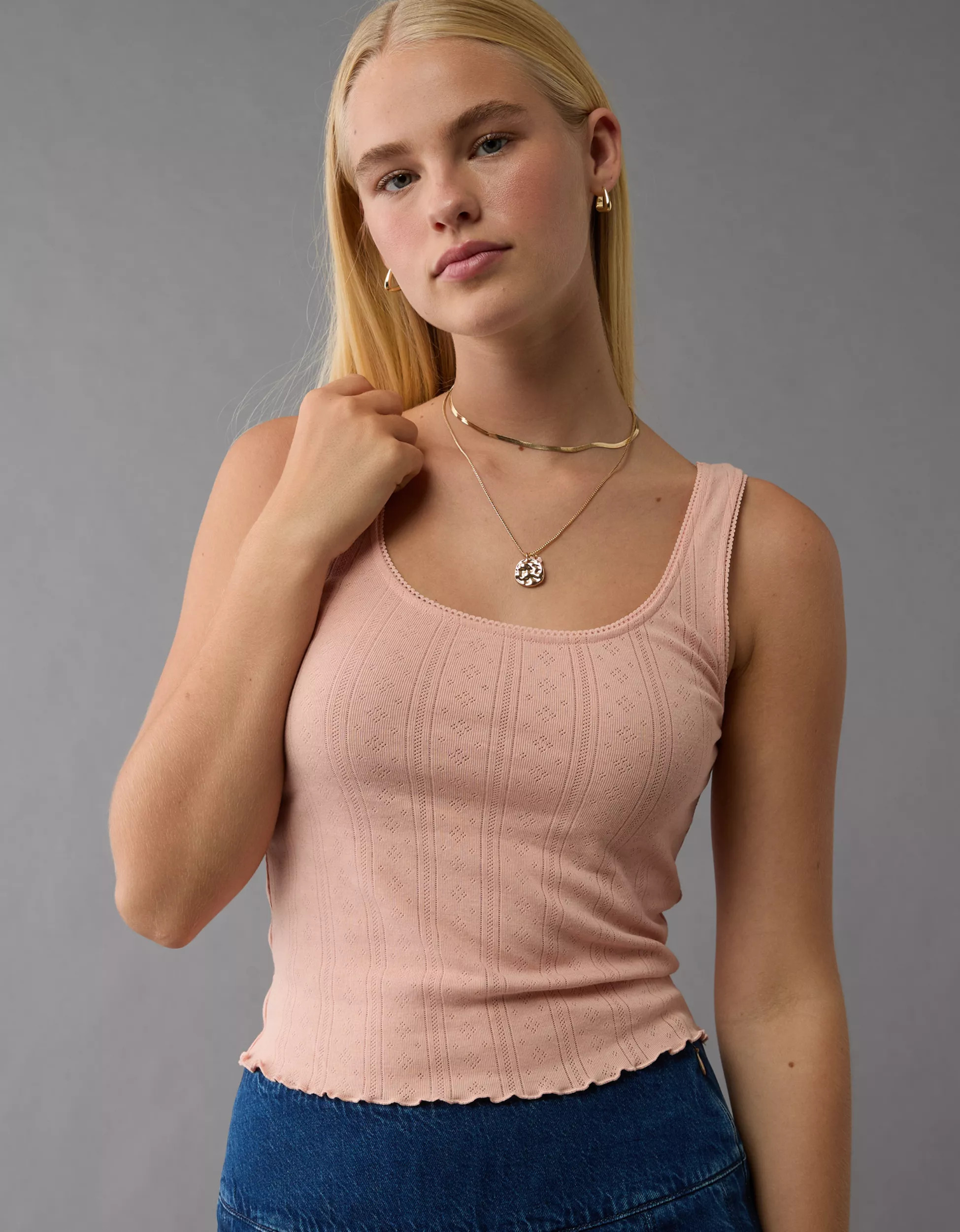 AE Scoop Neck Pointelle Tank Top | American Eagle Outfitters (US & CA)