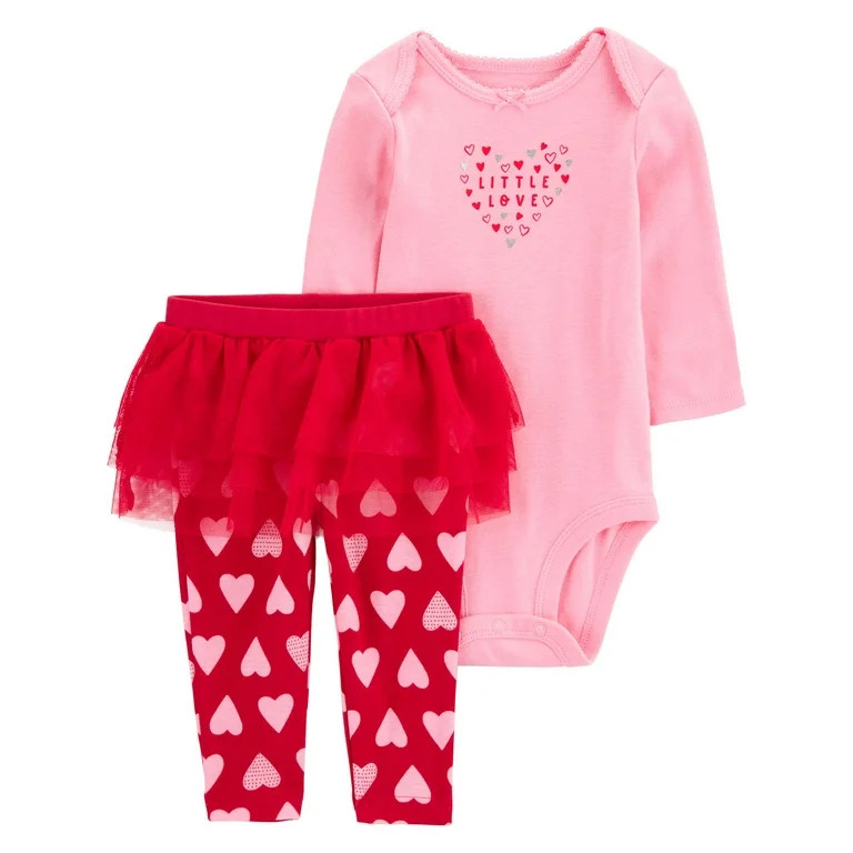 Carter's Child of Mine Baby Girl Valentine's Outfit Set, 2-Piece, Sizes Newborn-12 Months | Walmart (US)