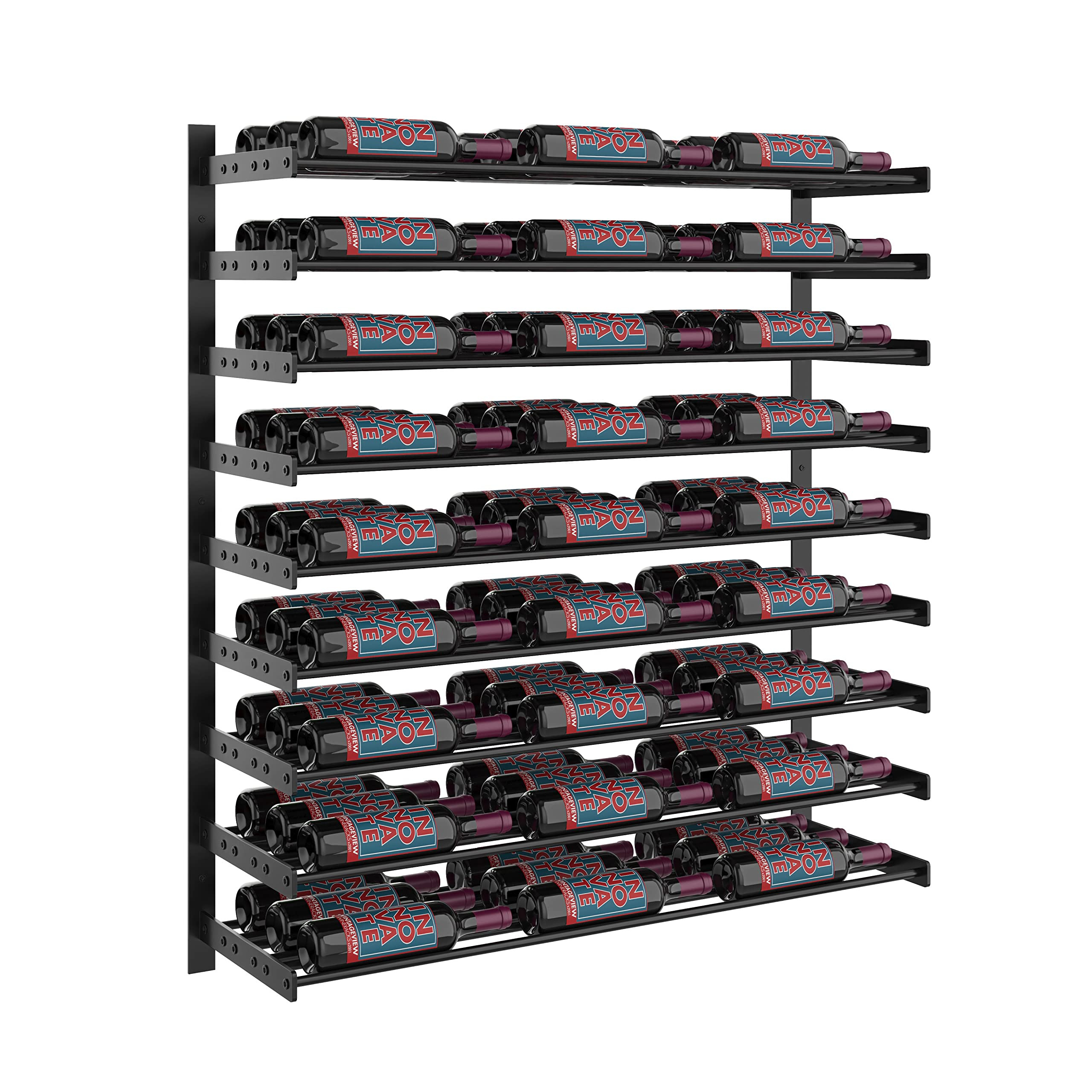 VintageView Evolution Wine Wall 45 (Wall Mounted Metal Wine Rack System) (Matte Black, 81 Bottles (Triple Depth)) | Amazon (US)