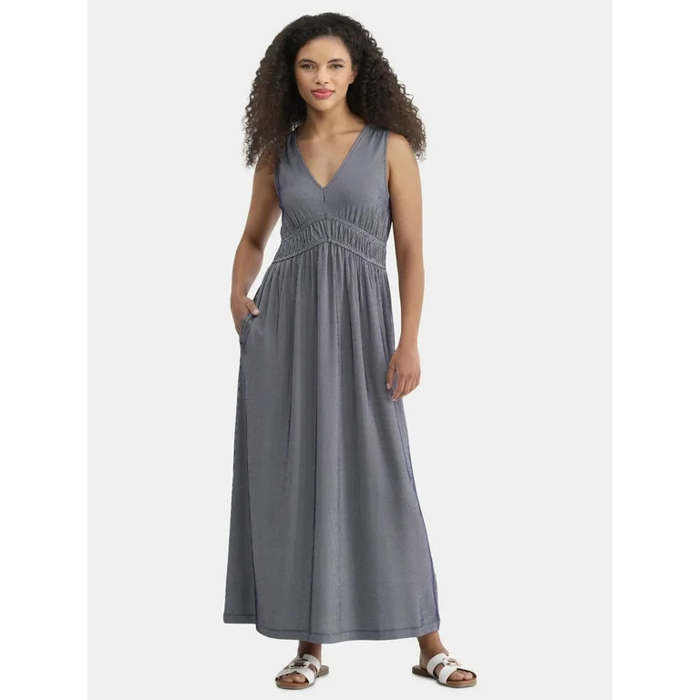 Time and Tru Women's Sleeveless Smocked Maxi Dress, Sizes XS-XXXL | Walmart (US)