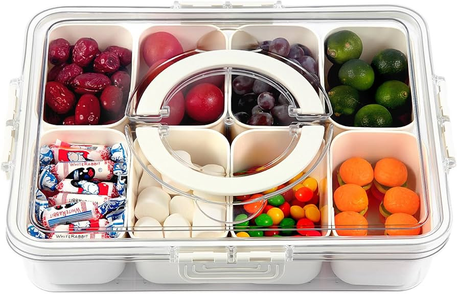 Snackle Box Container, Divided Serving Tray with Lid and Handle, Snack Box Charcuterie Container ... | Amazon (US)