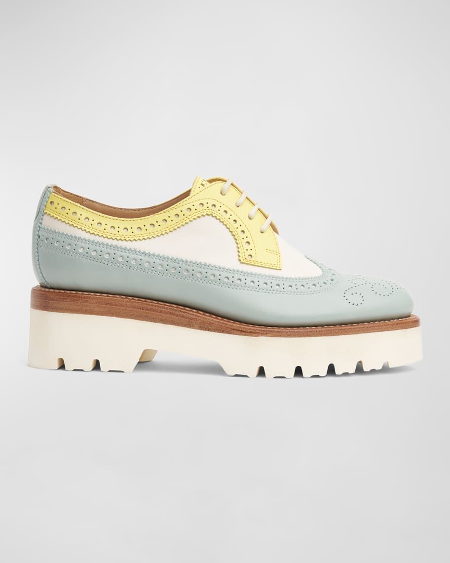 The Office of Angela Scott Miss Lucy Multicolored Wing-Tip Platform Loafers | Neiman Marcus