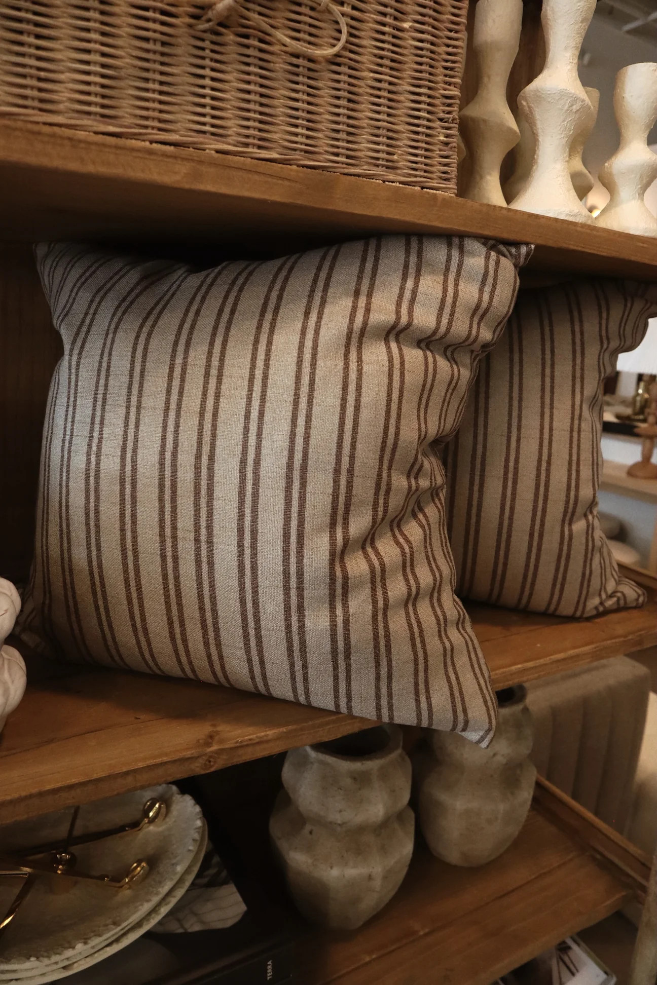 Hexley Striped Pillow - Brown | THELIFESTYLEDCO