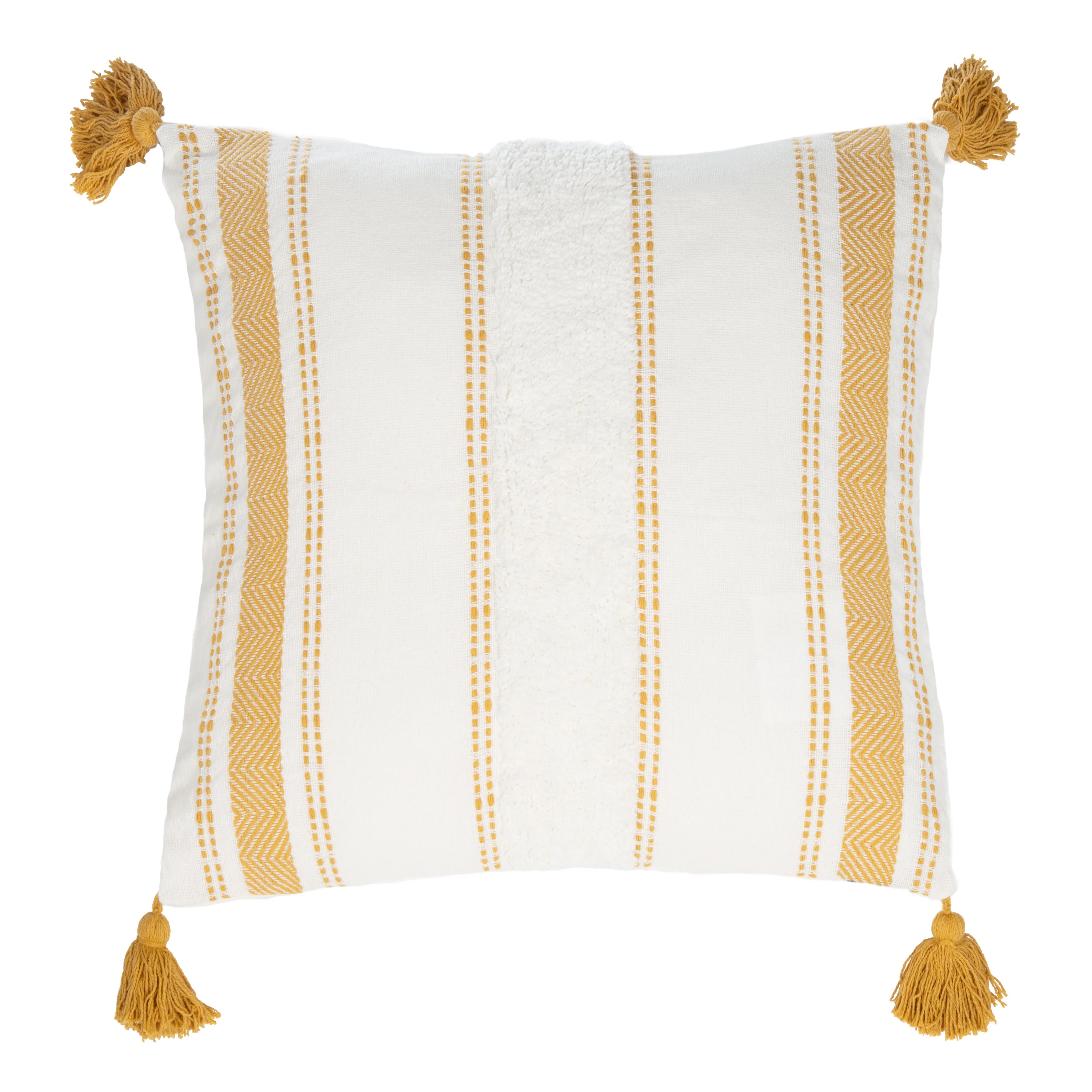 Safavieh Polli Striped w/ Tassel Pillow, 20" x 20", Mustard Yellow - Walmart.com | Walmart (US)