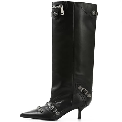 Oiamenne Knee High Boots for Women Wide Calf Boots Pointed Toe Tall Boots Kitten Heel Boots Women... | Amazon (US)